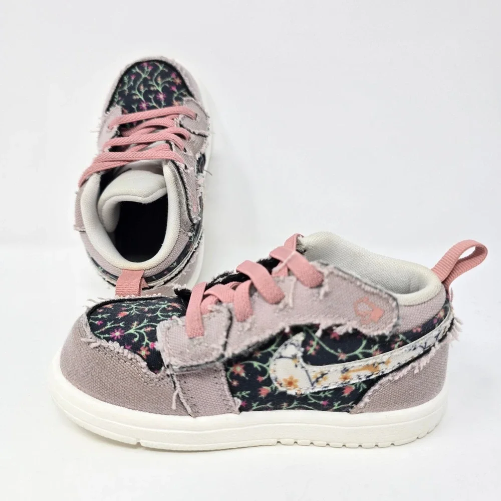 Nike Air Jordan 1 Retro Low ALT SE Floral Pink Velcro FJ3450-001 Toddler 7C - Picture 2 of 16